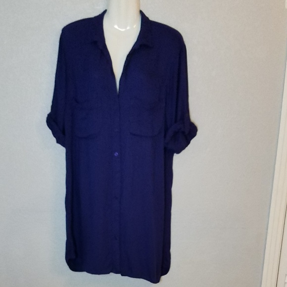 cloth & stone Dresses & Skirts - Cloth & Stone blue button down dress